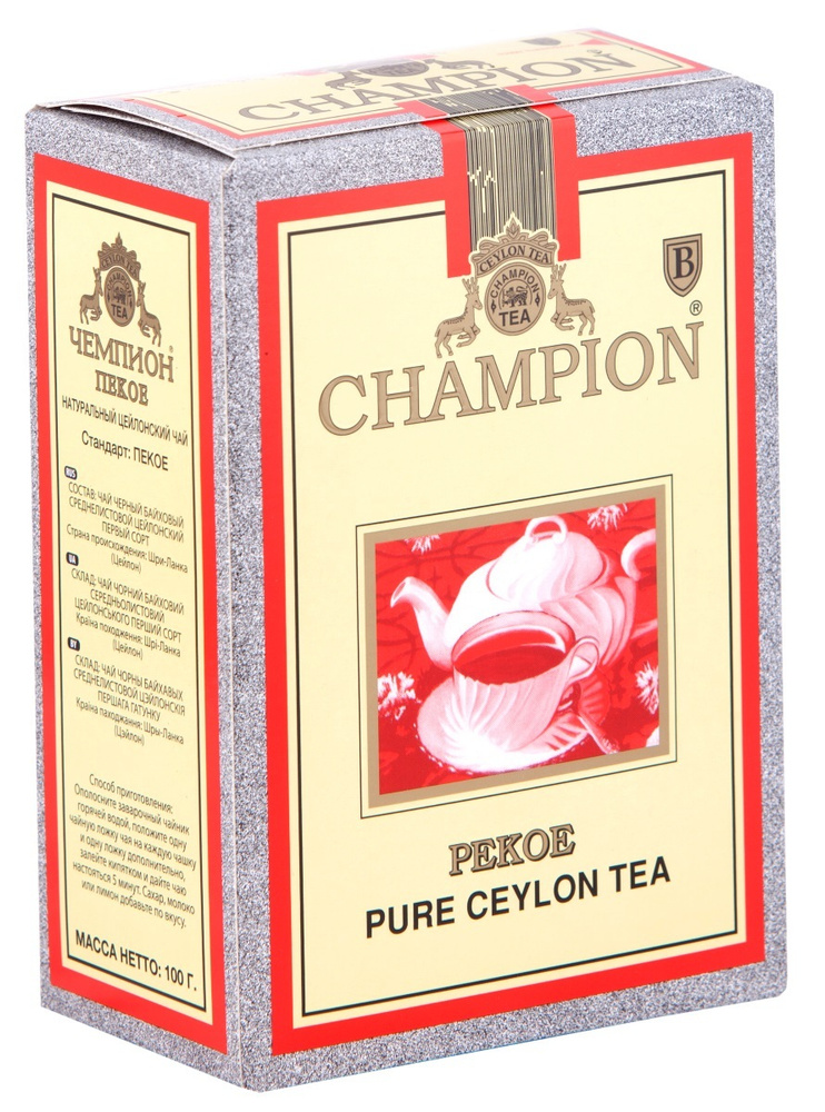 Чай черный CHAMPION Пекое Цейлонский байховый, листовой, 100г, 4 шт.  #1