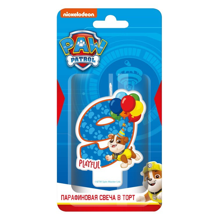 Paw Patrol Свечи для торта цифра 9 "Щенячий патруль", 1 шт, 1 уп.  #1