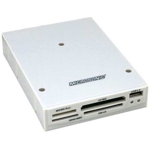 Картридер Microsonic CR09W + USB 2.0 Af для корпуса ПК в 3.5 отсек - светло-серый  #1