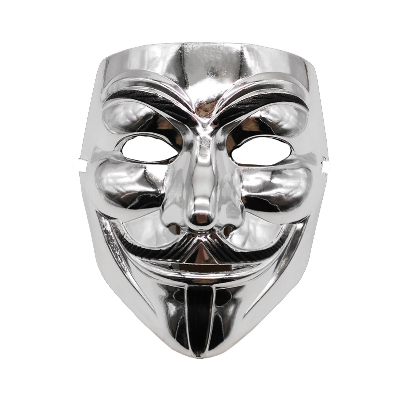 Карнавальная маска анонимуса "Гай Фокс" вендетта, цвет серебряный  #1