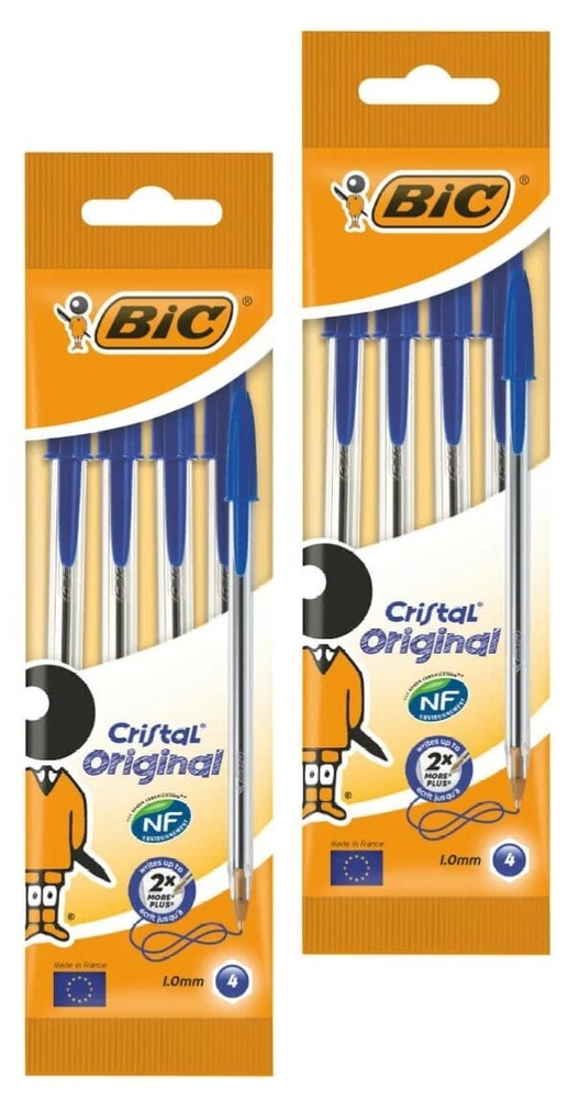 BIC Cristal Original Ручка шариковая синяя, 4 шт, 2 упаковки #1