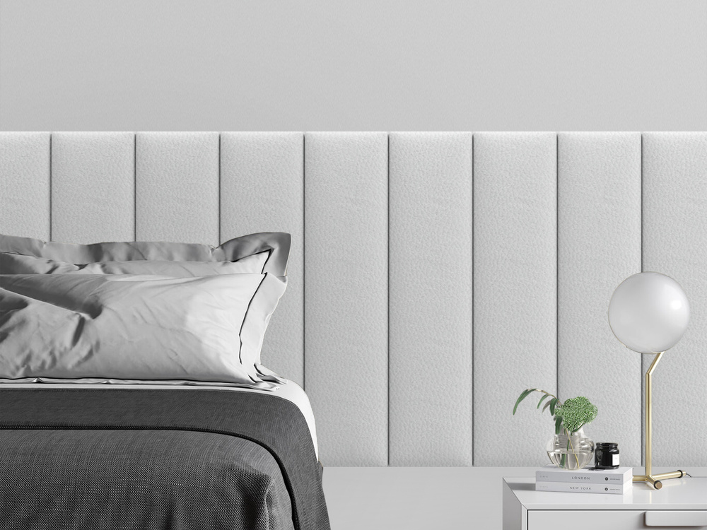 Мягкое изголовье кровати Eco Leather White 20х80 см 4 шт. #1