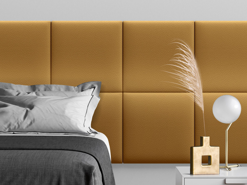 Мягкое изголовье кровати Eco Leather Gold 50х50 см 1 шт. #1