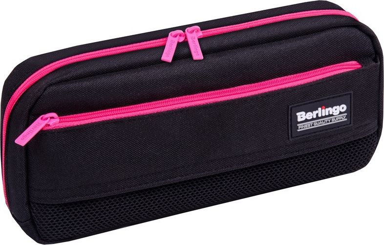 Пенал Berlingo Black and pink мягкий с 1 отделением и карманом, внутри органайзер, полиэстер, черный/розовый #1