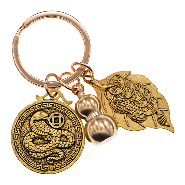 Брелок для ключей Восточный гороскоп - Змея, Пять монет и Тыква-горлянка  #1