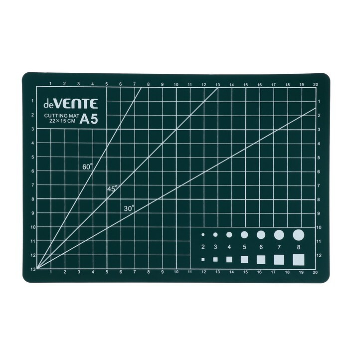 Коврик мат для резки DеVеnte А5 22х15 см макетный непрорезаемый двусторонний трёхслойный сантиметровая #1
