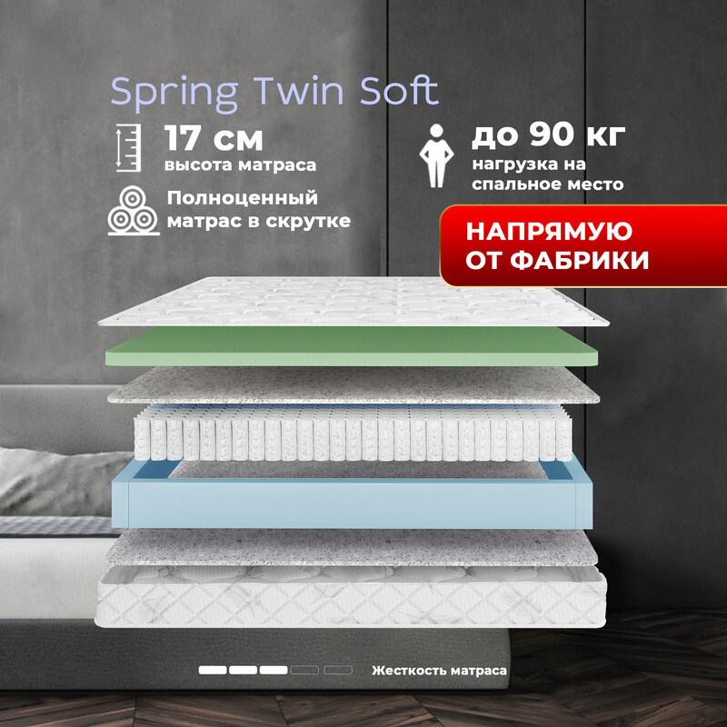 Dreamtec Матрас Spring Twin Soft, Независимые пружины, 140х200 см #1