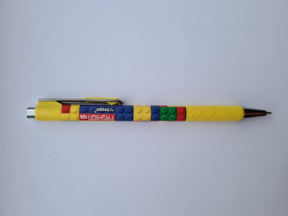 Ручка автоматическая "VINSON Fashion", цветной корпус с рисунком Лего, резиновый держатель, цвет чернил #1