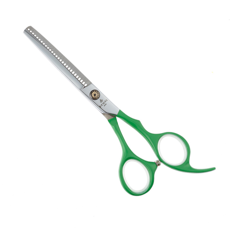 Парикмахерские ножницы DEWAL PRO COLOR STEP филировочные (28 зубцов) эргономичные 5.5", зелёные ML55AS-GN #1