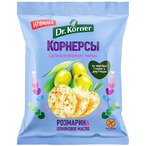 Чипсы рисово-кукурузные DR KORNER с оливковым маслом и розмарином, 50г, 10 шт.  #1