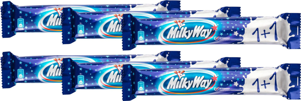 Шоколадный батончик Milky Way 1 + 1, комплект: 6 упаковок по 52 г  #1