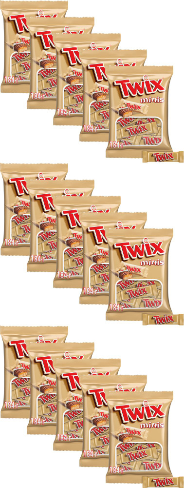 Батончик Twix Minis шоколадный, комплект: 15 упаковок по 184 г #1