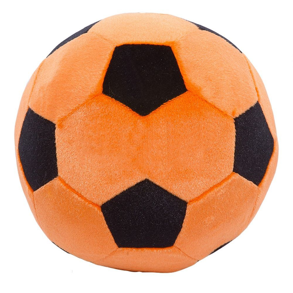 Мягкая игрушка Футбольный мяч-антистресс / Плюшевый мяч детский / оранжевый с черным / диаметр 22 см #1
