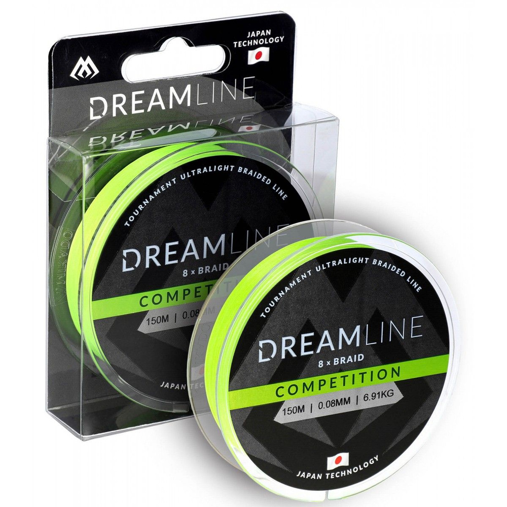 Плетеный шнур Mikado DREAMLINE Competition 0.23 fluo green (150 м) 23,61 кг. #1