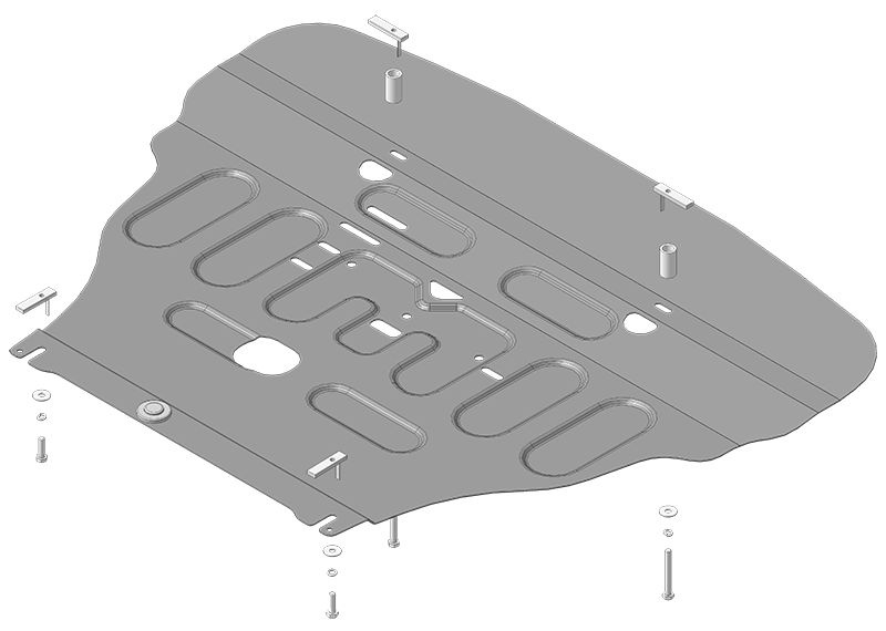 Усиленная защита Motodor картера двигателя, кпп. 2 мм, сталь. для Hyundai Staria 2022-н.в. арт.70908 #1