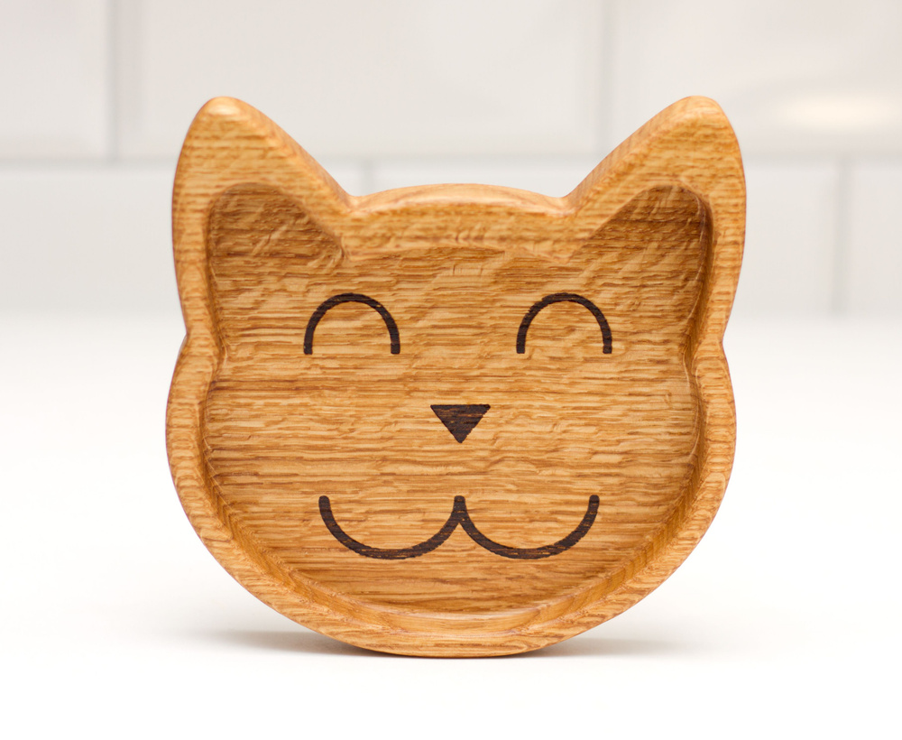 Менажница / тарелка детская "Кот" деревянная (дуб) Кошка, Котенок  #1