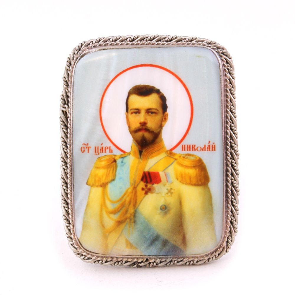 Икона перламутровая Царь Николай II   #1
