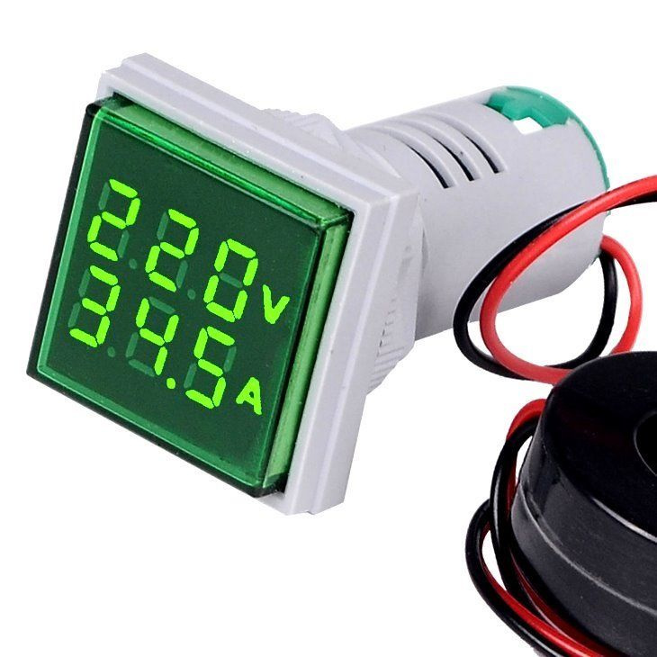 Digital Voltmeter Ammeter AC 60-500V 0-100A Green, Цифровой вольтметр-амперметр переменного тока 220В, #1