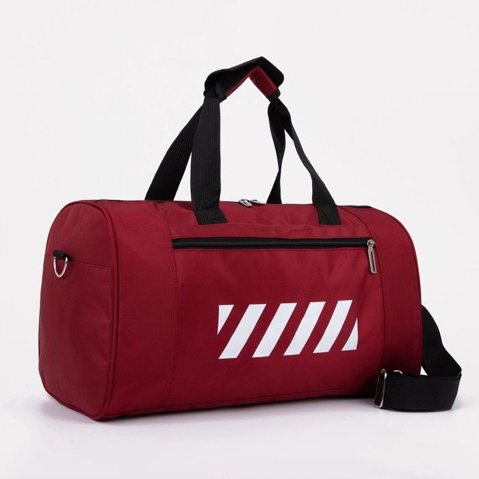 Сумка спортивная на молнии, наружный карман, держатель для чемодана, цвет красный, полиэстер  #1