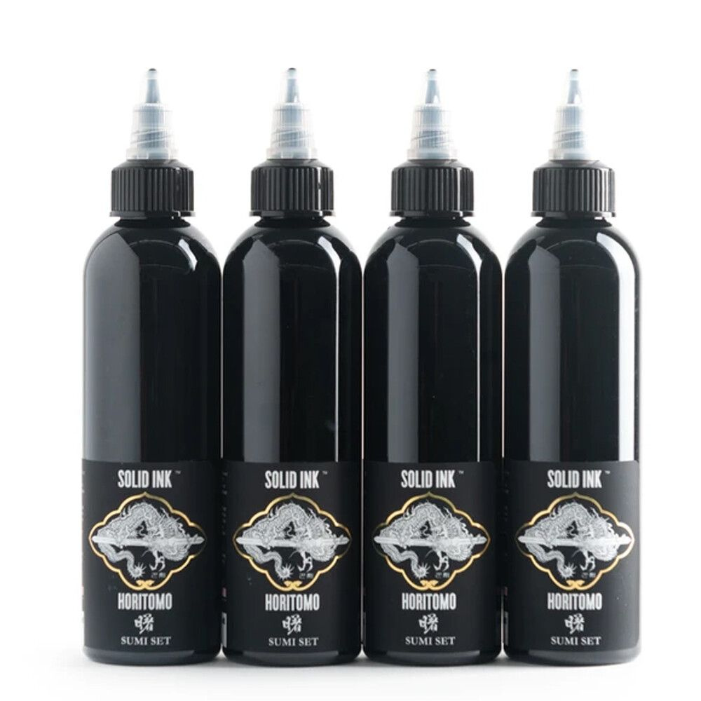 Тату краска Horitomo Sumi Set (Black, Dark, Medium, Light) (8oz - 240мл) #1