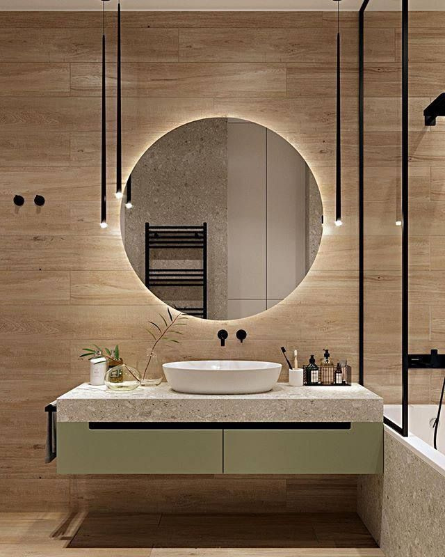 Зеркало круглое D65 для ванной с тёплой LED-подсветкой и взмахом руки  #1