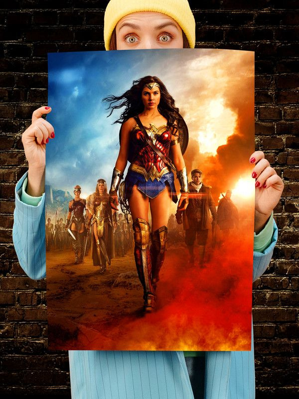 Постер интерьерный Чудо Женщина 3, 70х46 см. Матовый яркий. Лига справедливости Супергерои  #1