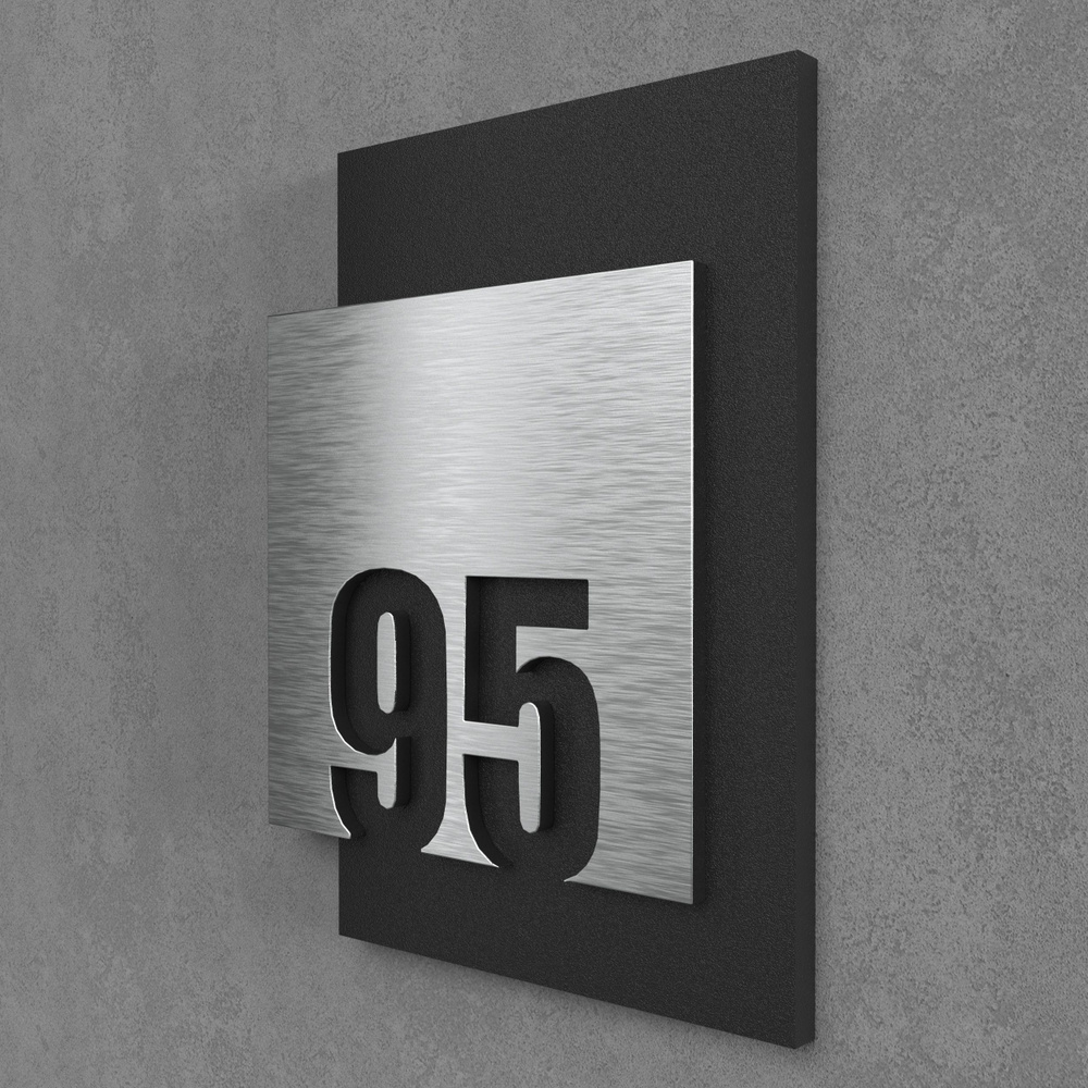 Цифры на дверь квартиры, табличка самоклеящаяся номер 95, 15х12см, царапанное серебро  #1
