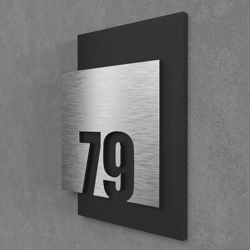 Цифры на дверь квартиры, табличка самоклеящаяся номер 79, 15х12см, царапанное серебро  #1