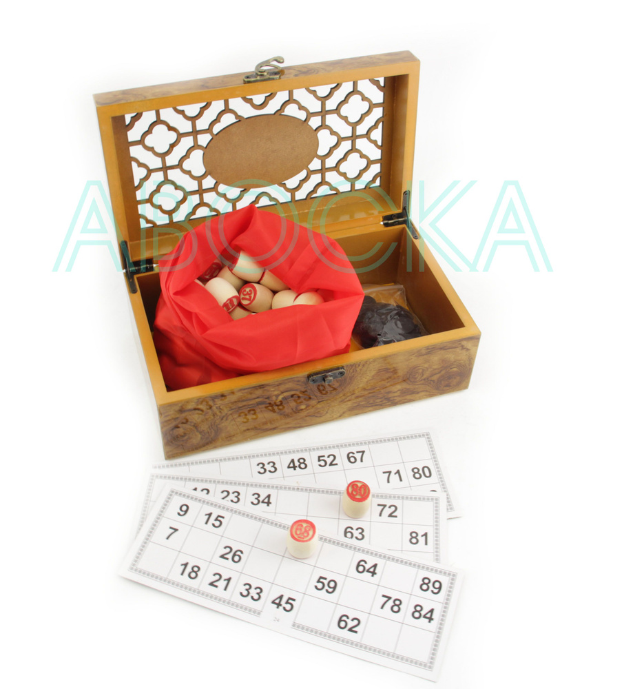 Русское лото - настольная игра / Подарочная деревянная коробка с резной крышкой / Классические большие #1