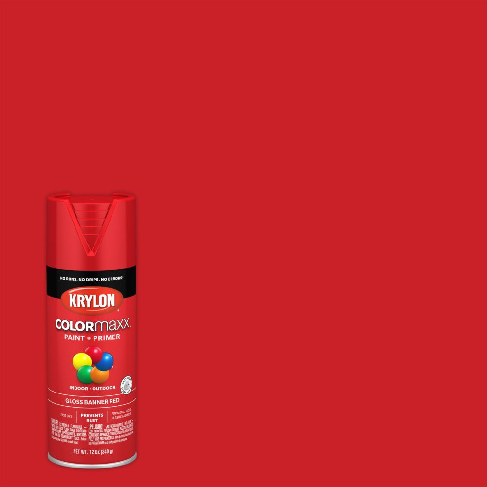 Krylon Аэрозольная краска Быстросохнущая, Глянцевое покрытие, 0.3 л, 0.34 кг, красный  #1