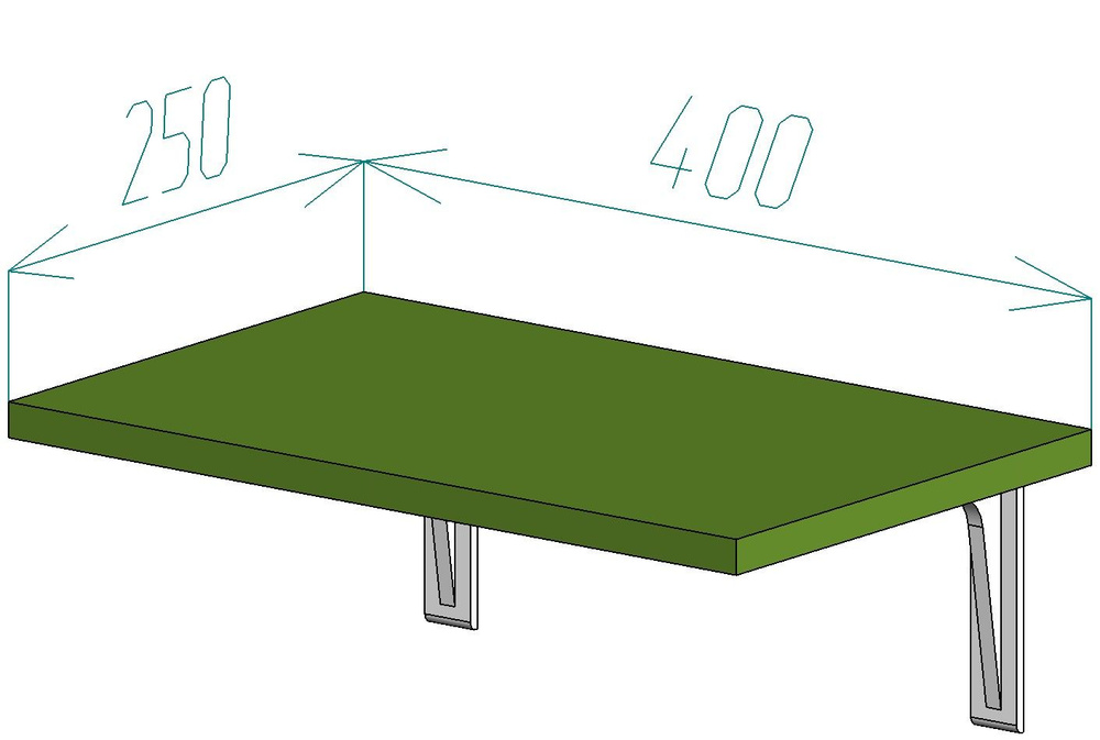 Полка навесная настенная 400*250*16 мм ЛДСП "Гринери" с 2 кронштейнами  #1