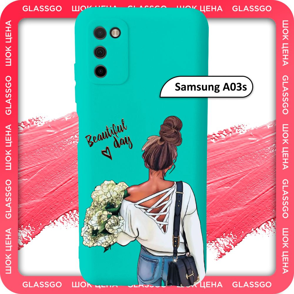 Чехол силиконовый с рисунком девушка с цветами на Samsung A03s / для Самсунг А03s  #1