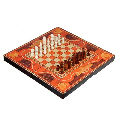 LDGames Набор игр 3 в 1 (шашки, шахматы, нарды), дерево, 40х40 см (40х20х6 см)  #1