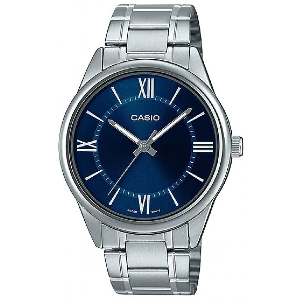 Наручные Японские часы CASIO MTP-V005D-2B5 с синим циферблатом + батарейка в подарок  #1