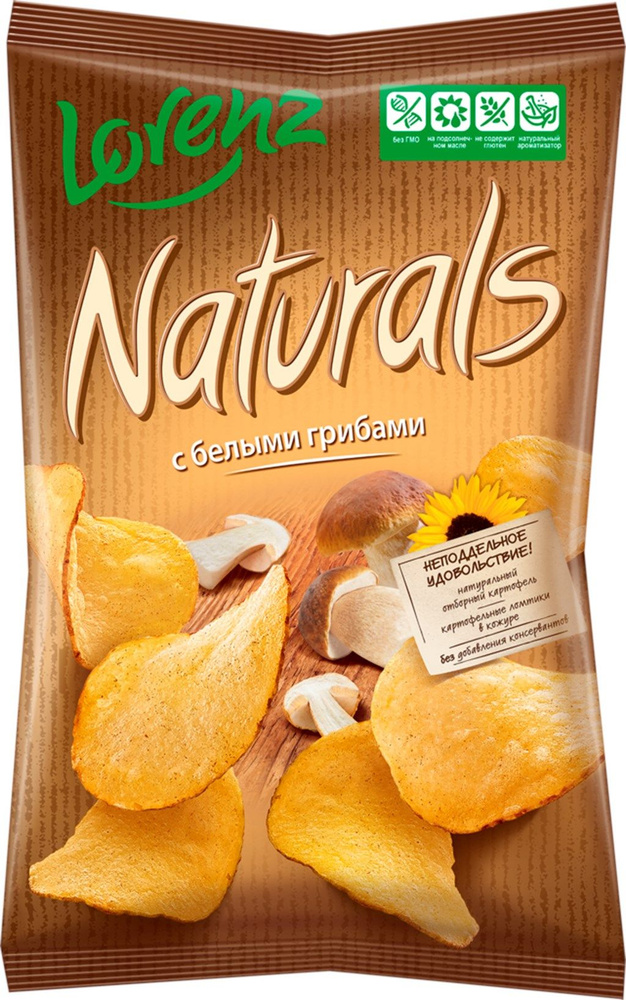 Чипсы картофельные NATURALS с белыми грибами, 100 г - 5 шт. #1