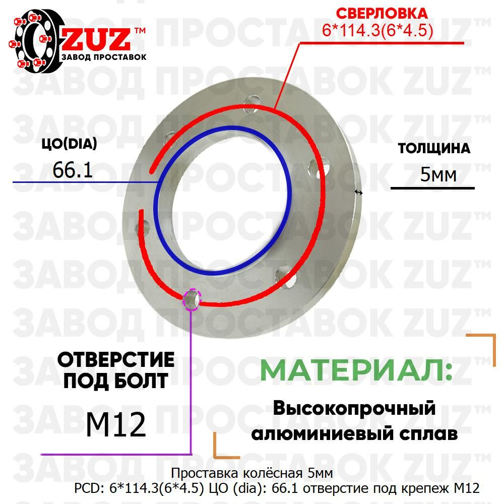 ЗАВОД ПРОСТАВОК ZUZ  Проставка для колесных дисков, 1 шт. #1