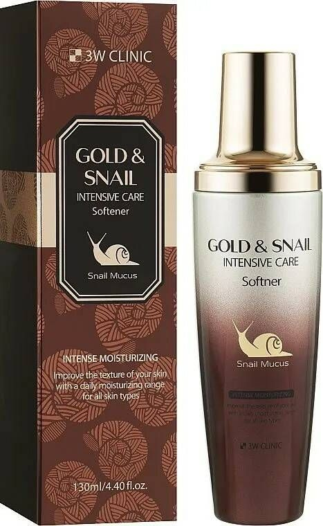 3W Clinic Тонер для лица с экстрактом золота и слизи улитки Gold & Snail Intensive Care Softener, 130 #1