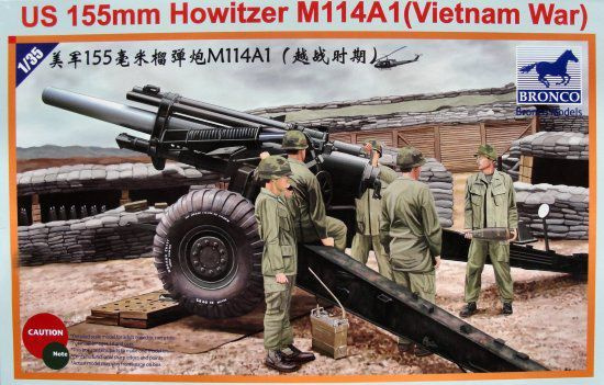 Сборная модель оружия Bronco Models Пушка US 155mm Howitzer M114A1 (Vietnam War), масштаб 1/35  #1