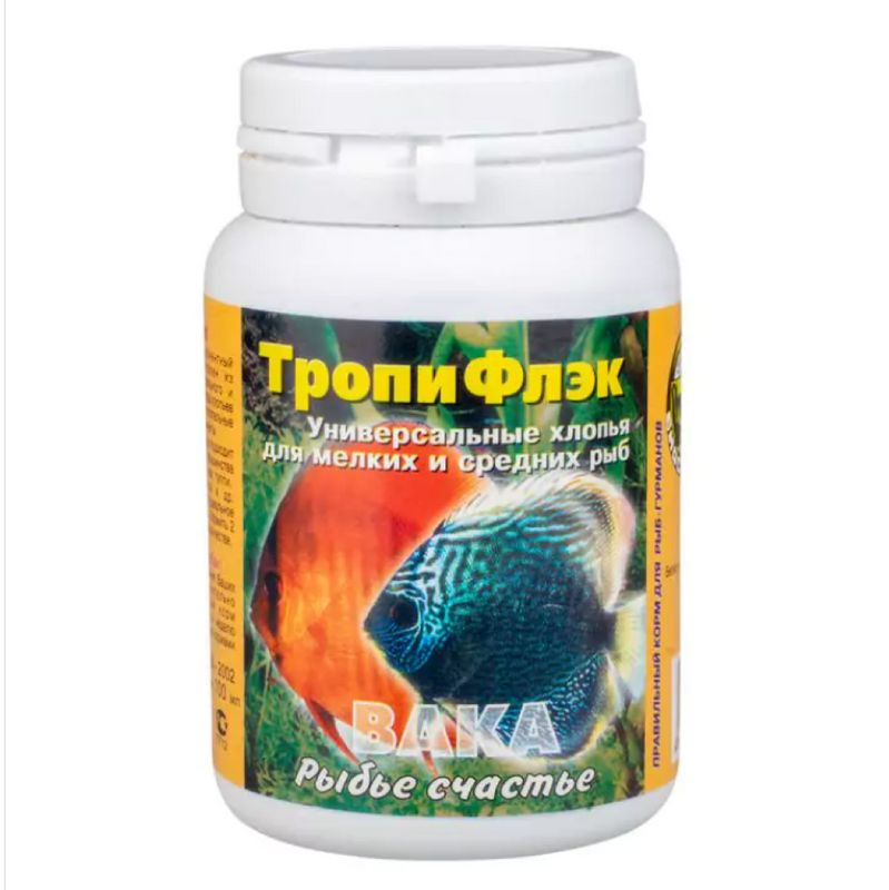 ТропиФлэк ВАКА хлопья для всех видов рыб 100мл, банка, 9 штук - купить ...