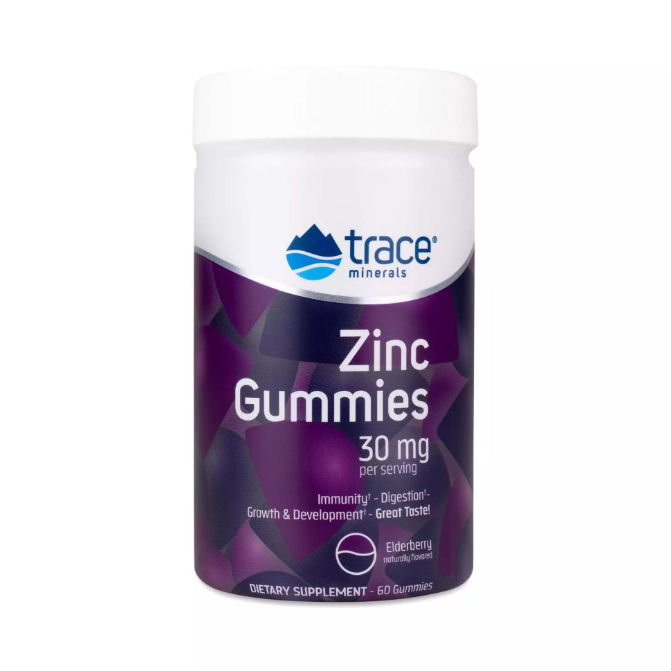 Trace Mineral ZINC Gummies Elderberry / ЦИНК Гаммис со вкусом Бузина, жевательные таблетки 3,33 г, 60 #1