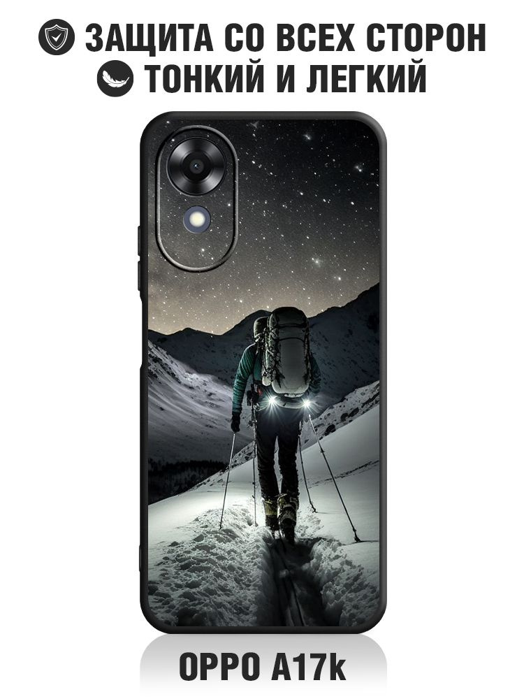 Силиконовый чехол с принтом для Oppo A17k / Оппо А17к DF oCase-08 (black) art1001  #1