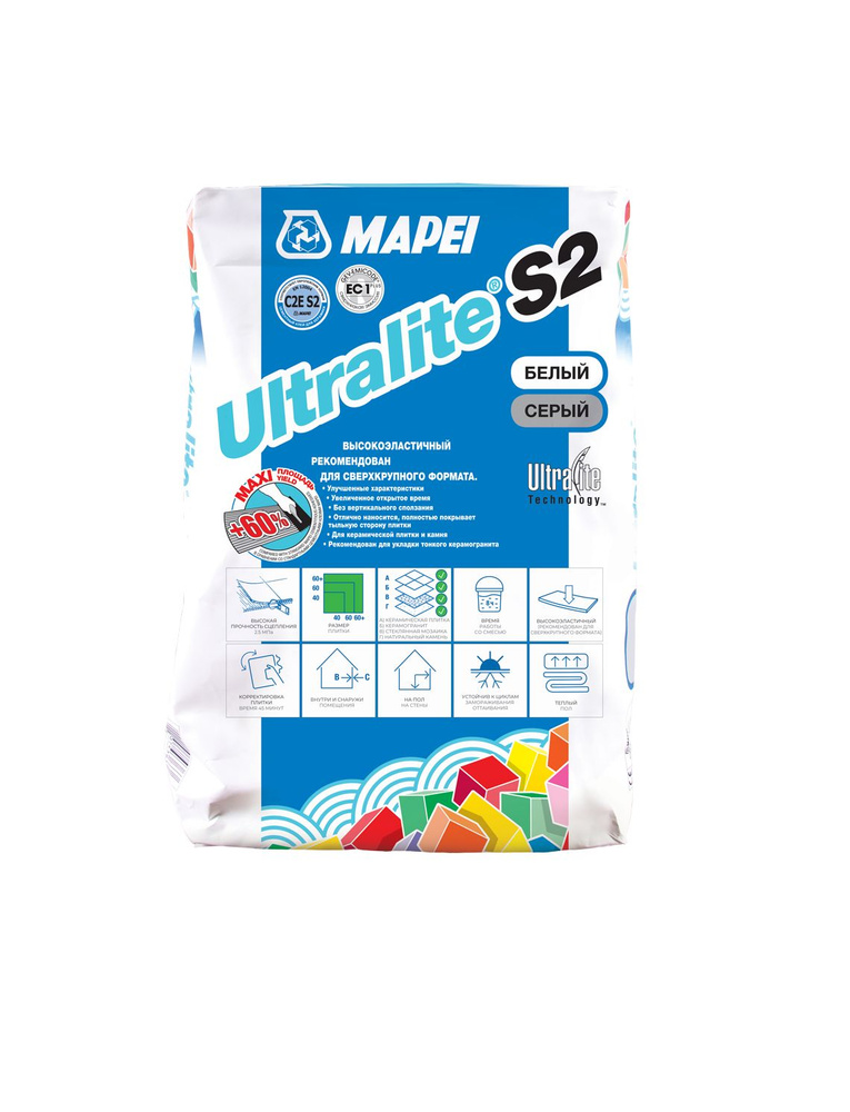 Mapei Клей для плитки Ultralite S2_серый 15 кг #1