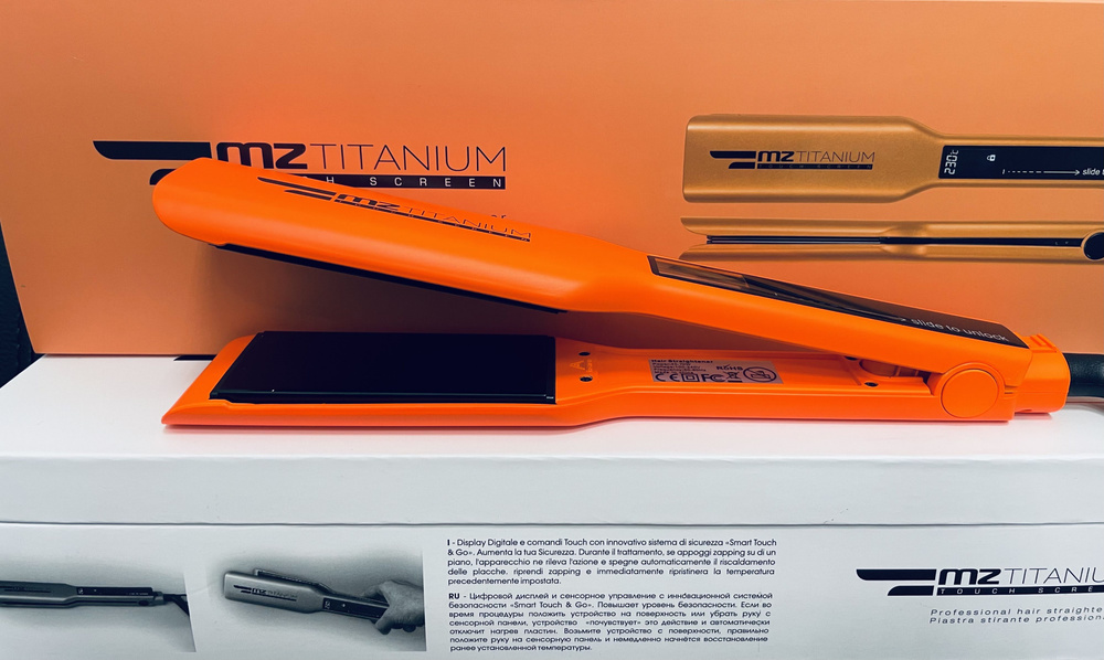 Выпрямитель для волос MZ Titanium Оранжевый матовый , широкие пластины, титан, 230С  #1