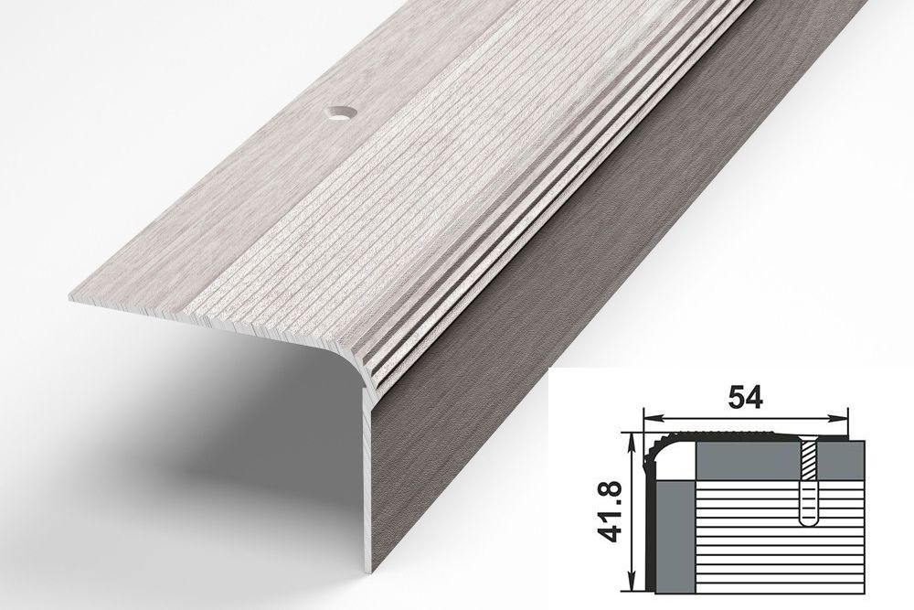 ЛУКА Порожек для напольных покрытий угловой 54х41.8 мм, - 2700мм - Ясень белый  #1