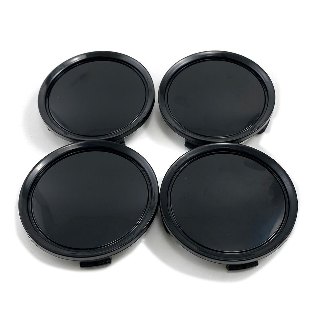 Колпачки на литые диски 74/69/12 мм черные комплект-4 шт / Заглушки ступицы под стикер 65 мм для дисков #1