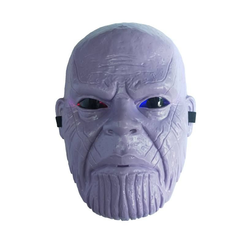 Светящаяся карнавальная маска "Танос", цвет фиолетовый / Сувенирная маска для лица с яркой подсветкой #1