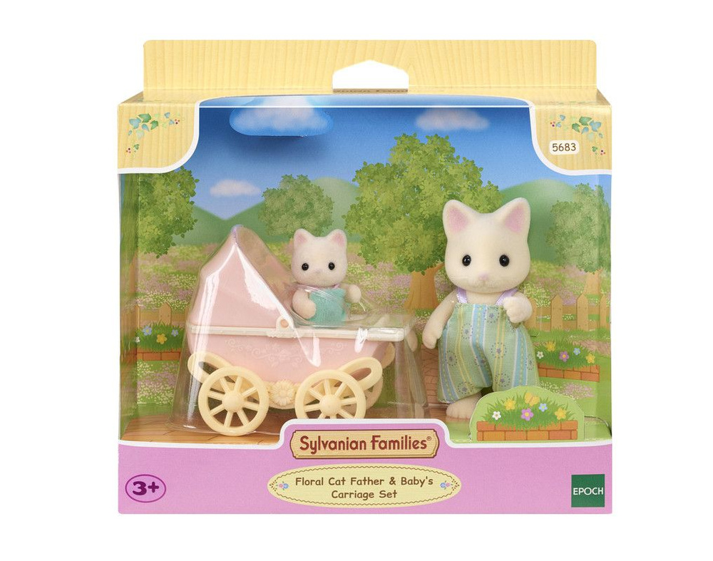 Набор Sylvanian Families "Цветочные котики папа и малыш в коляске"  #1