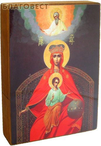 Икона Божией Матери "Державная" на деревянной основе (16х21 см).  #1
