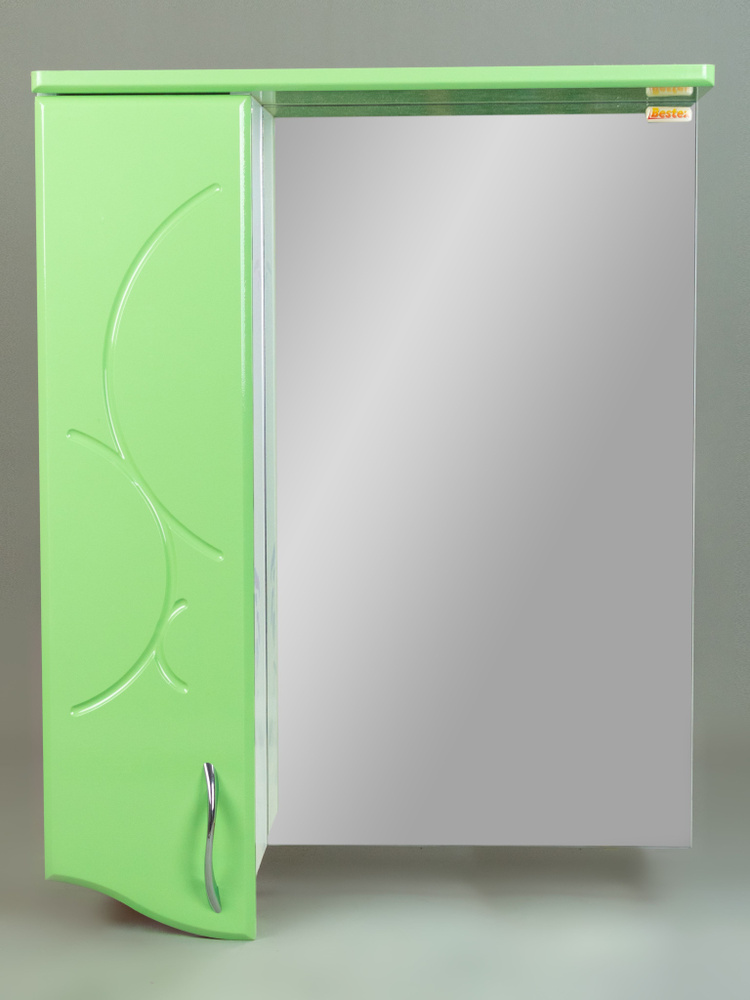 Зеркало-шкаф BESTEX Сфера без светильника, 55x17x72, левый, навесной, салатовый металлик  #1