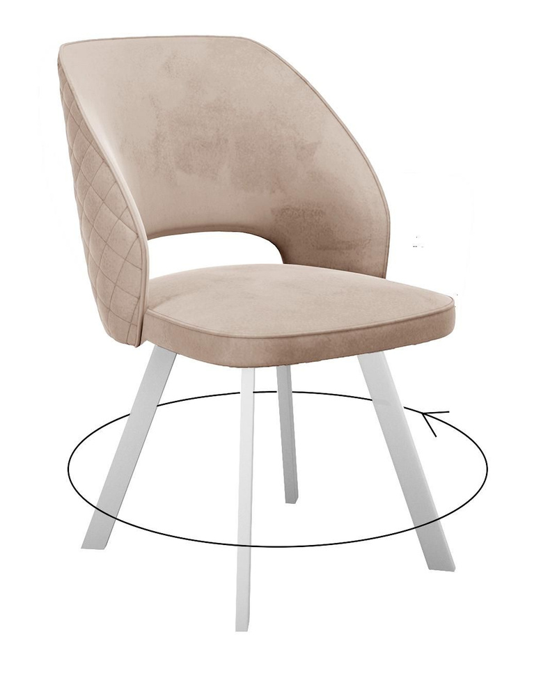 Высокий стул со спинкой мягкий мебель для квартиры DikLine 274 поворотный Z128 бежевый ножки белые  #1